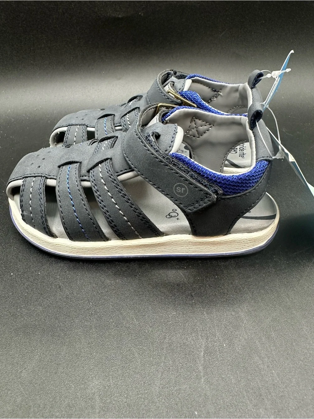 NWT Stride Rite 360 Navy Blue Paddy Toddler Size 8 Leather Paddy Sandals
